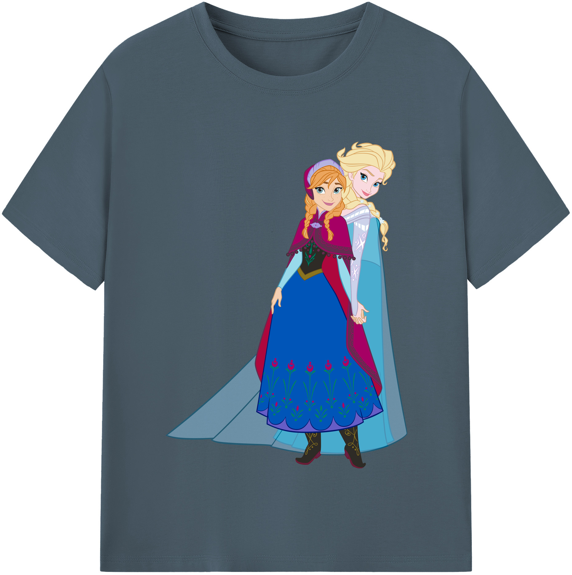 （画像用） アナと雪の女王 アンナ エルサ Frozen Anna Elsa 綿100％半袖Tシャツ（フロントプリント）